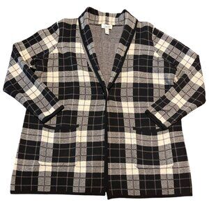 Denim & Co. Women Jacquard Knit One-Button Sweater Coat with Pockets‎ Size L